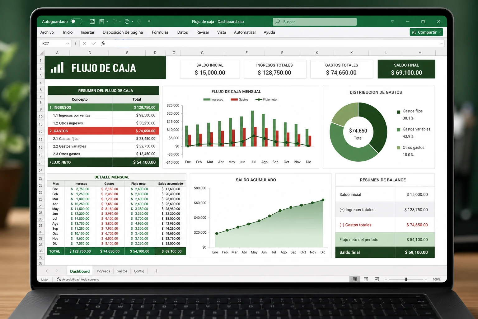 Flujo de caja en Excel